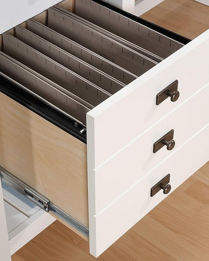 Sauder Cottage Road L-Desk, L: 65.12" x W: 58.66" x H: 29.76", Soft White Finish - LeafyLoom