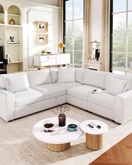 Extra Wide Deep Seat Convertible Sleeper Sectional Sofa Pull Out Couch Bed , L Shaped Upholstered Reversible Corner Lounge Sofabed , 2 IN 1 Pullout Sofa&Couches with Thicked Cushions for Living Room - LeafyLoom