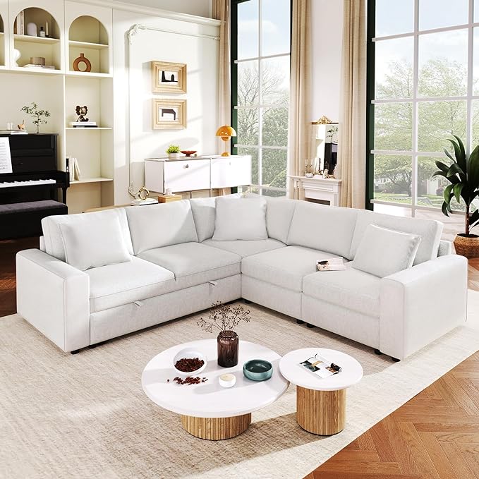 Extra Wide Deep Seat Convertible Sleeper Sectional Sofa Pull Out Couch Bed , L Shaped Upholstered Reversible Corner Lounge Sofabed , 2 IN 1 Pullout Sofa&Couches with Thicked Cushions for Living Room - LeafyLoom