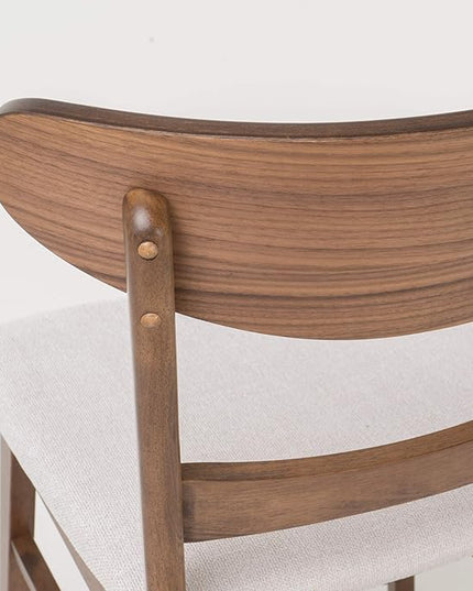 Christopher Knight Home Idalia Dining Chairs, 2-Pcs Set, Rubber Wood, Light Beige / Walnut Finish - LeafyLoom