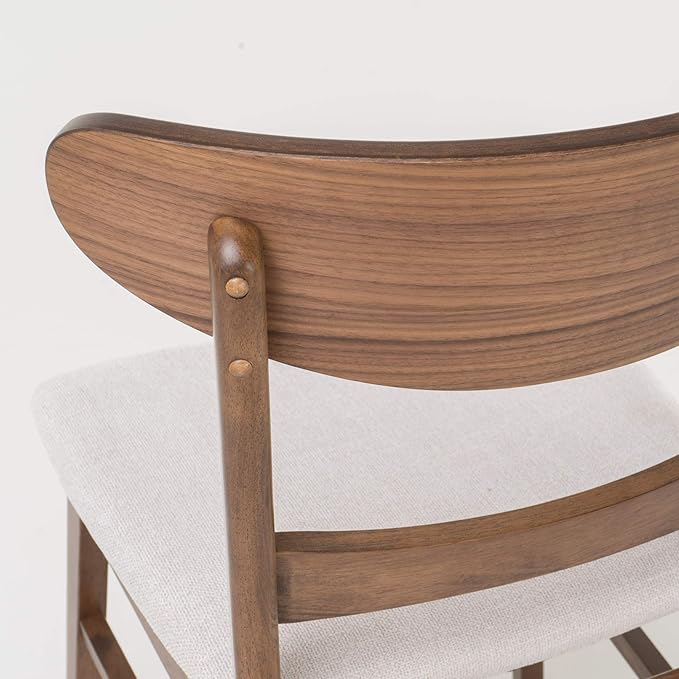 Christopher Knight Home Idalia Dining Chairs, 2-Pcs Set, Rubber Wood, Light Beige / Walnut Finish - LeafyLoom