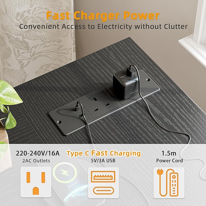 L Shaped Computer Desk with Power Outlets, 47 Inch Small Corner Desk with Reversible Shelves, Gaming Desk Computer Table Study Writing Table for Home Office Bedroom Small Space, Black - LeafyLoom