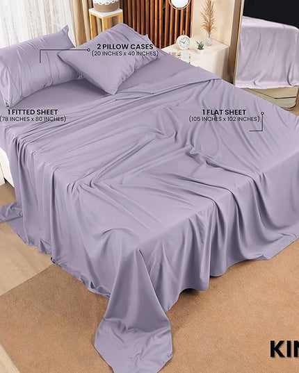 Utopia Bedding King Bed Sheets Set - 4 Piece Bedding - Brushed Microfiber - Shrinkage and Fade Resistant - Easy Care (King, Lavender) - LeafyLoom
