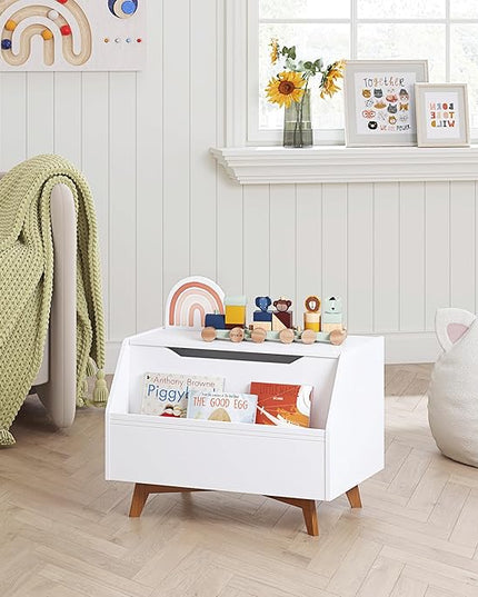 UTEX Kids Toy Box, Wooden Toy Chest, Kids Storage Organizer Bench with Front Book Storage Area for Boys and Girls, Children's Furniture, White - LeafyLoom