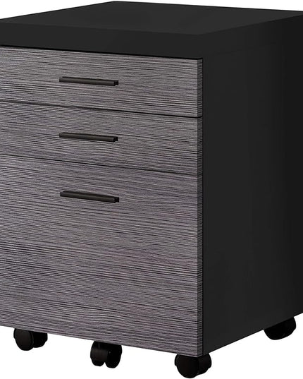 Monarch Specialties 7403, Rolling Mobile, Storage, Printer Stand, Office, Work, Laminate, Black, Grey, Contemporary, Modern Filing Cabinet-3 Drawer Castors, 18.25" L x 17.75" W x 25.25" H - LeafyLoom