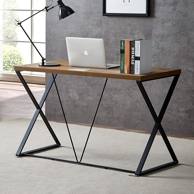 Computer Desk 47 in, Home Office Writing Desk, Modern Simple Style Wood Table, Brown - LeafyLoom