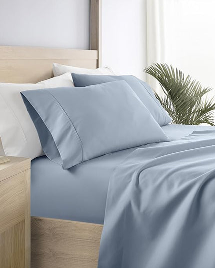 Linen Market Bed Sheets for King Size Bed (Light Blue) - Sleep Better Than Ever with These Soft and Cooling King Sheets - Deep Pocket Fits 16" Thick Beds - 4 Piece King Sheet Set - LeafyLoom