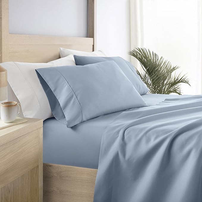 Linen Market Bed Sheets for King Size Bed (Light Blue) - Sleep Better Than Ever with These Soft and Cooling King Sheets - Deep Pocket Fits 16" Thick Beds - 4 Piece King Sheet Set - LeafyLoom