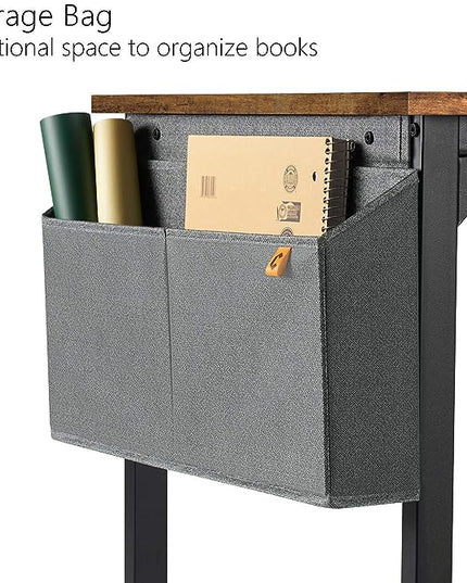 CubiCubi Study Computer Desk 32" Home Office Writing Small Desk, Modern Simple Style PC Table, Black Metal Frame, Rustic Brown - LeafyLoom