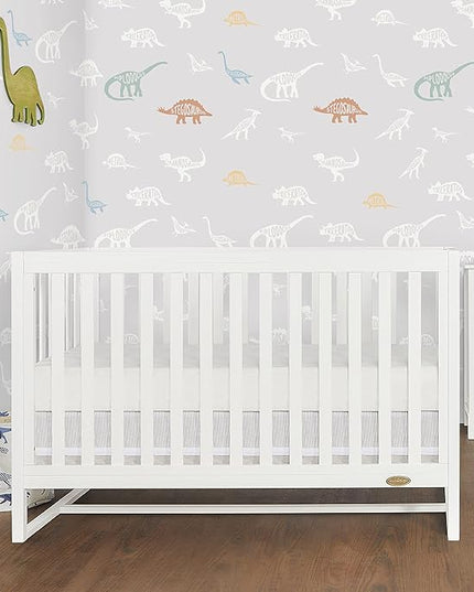 Arlo 5-in-1 Convertible Crib in White, JPMA Certified, 3 Mattress Height Settings, Non-Toxic Finish, Made of Sustainable and Sturdy Pinewood - LeafyLoom