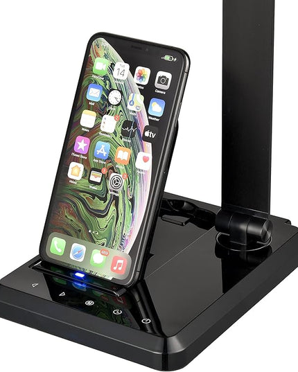 Fugetek LED Desk Office Lamp with Wireless Charger & USB Charging Port, Touch Control, 5 Lighting Modes, 30/60 Min Auto Timer, Eye-Caring, Dimmer, Black - LeafyLoom