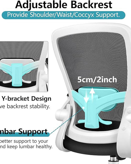 FelixKing Ergonomic Office Chair, Adjustable Lumbar Support, Breathable Mesh Fabric, Durable and Reliable, White - LeafyLoom