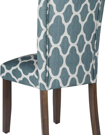 HomePop Parsons Classic Upholstered Accent Dining Chair, Set of 2, Teal and Cream Geometric - LeafyLoom
