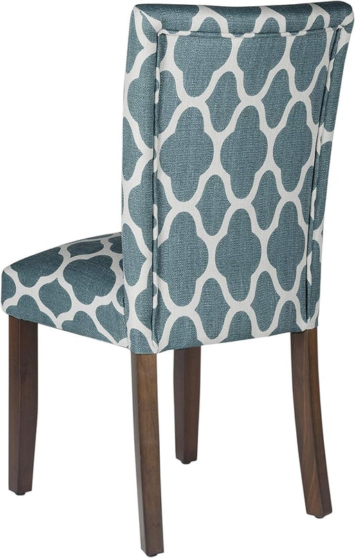 HomePop Parsons Classic Upholstered Accent Dining Chair, Set of 2, Teal and Cream Geometric - LeafyLoom
