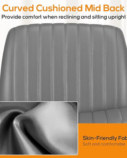 Criss Cross Chair, Cross Legged Office Chair, Wide Comfty Desk Chair, No Wheels Armless Computer Task Chair, Swivel Vanity Home Chair, Height Adjustable - LeafyLoom