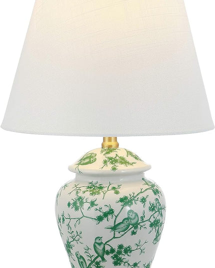 JONATHAN Y JYL3005B Penelope 22" Chinoiserie Classic LED Table Lamp Cottage Traditional Bedside Desk Nightstand for Bedroom Living Room Office College Bookcase LED Bulb Included, Green/White - LeafyLoom