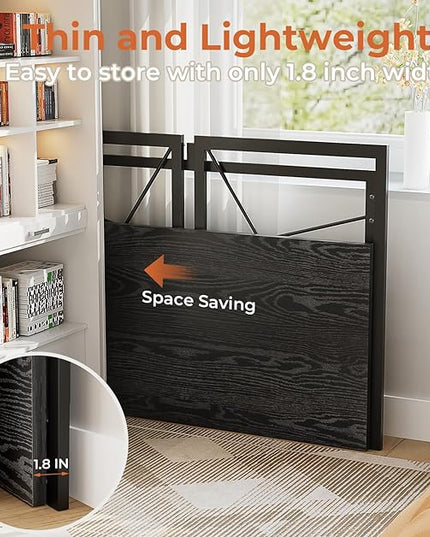 Coavas 39.4 inch Folding Desk No Assembly Required, Writing Computer Desk Space Saving Foldable Table Simple Home Office Desk, Black Wood - LeafyLoom