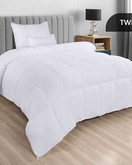 Utopia Bedding Down Alternative Comforter (Twin, White) - All Season Comforter - Plush Siliconized Fiberfill Duvet Insert - Box Stitched - LeafyLoom