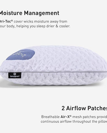 Bedgear Balance Cuddle Curve Performance Pillow - Size 0.0 - Moisture-Wicking Pillow for Side Sleepers - Medium Firmness Bed Pillow- Hypoallergenic, Washable Removable Cover - 20" W x 26" L x 4.75" H - LeafyLoom