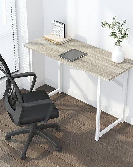 Folding Desk 47 inch No Assembly Required Home Office Table, Writing Gaming Computer Camping Desk, Beige - LeafyLoom