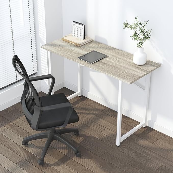 Folding Desk 47 inch No Assembly Required Home Office Table, Writing Gaming Computer Camping Desk, Beige - LeafyLoom