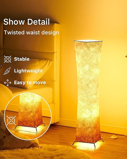 chiphy Floor Lamp, Dimmable 39" (XS) Tall Standing Lamp, 3 Levels Adjustable Brightness LED Bulbs, Column Floor Light, Red Gradient Fabric Lampshade, Home Decor for Living Room, Bedroom, Kids Room - LeafyLoom