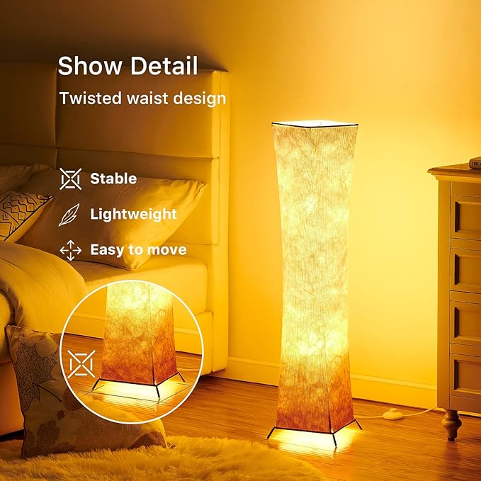 chiphy Floor Lamp, Dimmable 39" (XS) Tall Standing Lamp, 3 Levels Adjustable Brightness LED Bulbs, Column Floor Light, Red Gradient Fabric Lampshade, Home Decor for Living Room, Bedroom, Kids Room - LeafyLoom