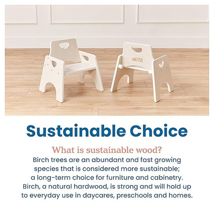 ECR4Kids Stackable Wooden Toddler Chair, 8in, Kids Furniture, White Wash, 2-Pack - LeafyLoom