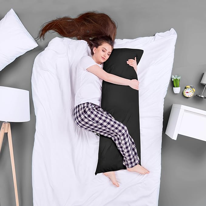 Utopia Bedding Full Body Pillow for Adults (Black, 20 x 54 Inch), Long Pillow for Sleeping, Large Pillow Insert for Side Sleepers - LeafyLoom