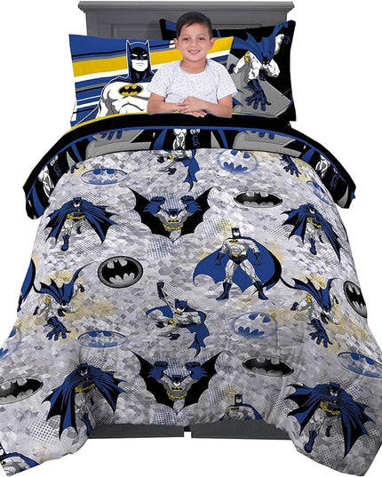 Franco Kids Bedding Super Soft Comforter and Sheet Set with Sham, 5 Piece Twin Size, Batman - LeafyLoom