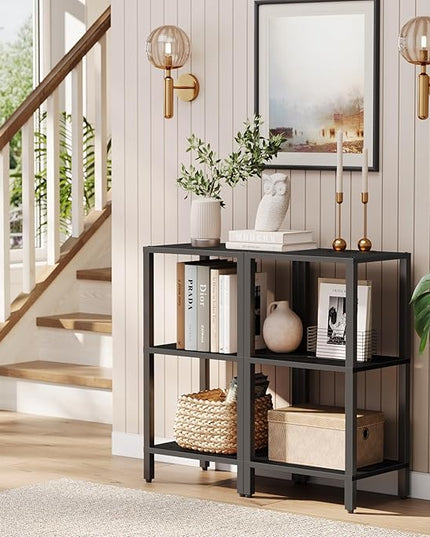 TUTOTAK Bookshelf, 6-Tier Tall Book Shelf, Narrow Bookcase for Small Space, DIY Stackable Bookshelf, for Living Room, Office, Study, Entryway, Industrial, Black BS01BK006 - LeafyLoom