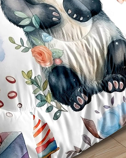 Panda Comforter Set Twin Size - Panda Bedding for Boys Girls Cute Panda Set Cartoon Pandas Print Comfort Twin Bedding Set for Kids Teens, 1 Comforter+1 Pillowcase - LeafyLoom