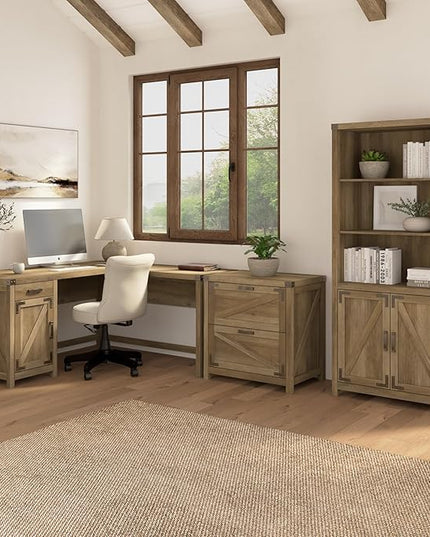 Bush Business Furniture Knoxville 2 Drawer Lateral File Cabinet, Farmhouse Document Storage Chest for Home Office, Reclaimed Pine - LeafyLoom