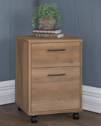 Bush Furniture Salinas L-Shaped Desk with Storage | Study Table with Drawers & Cabinets | Home Office Computer Desk in Ash Brown - LeafyLoom