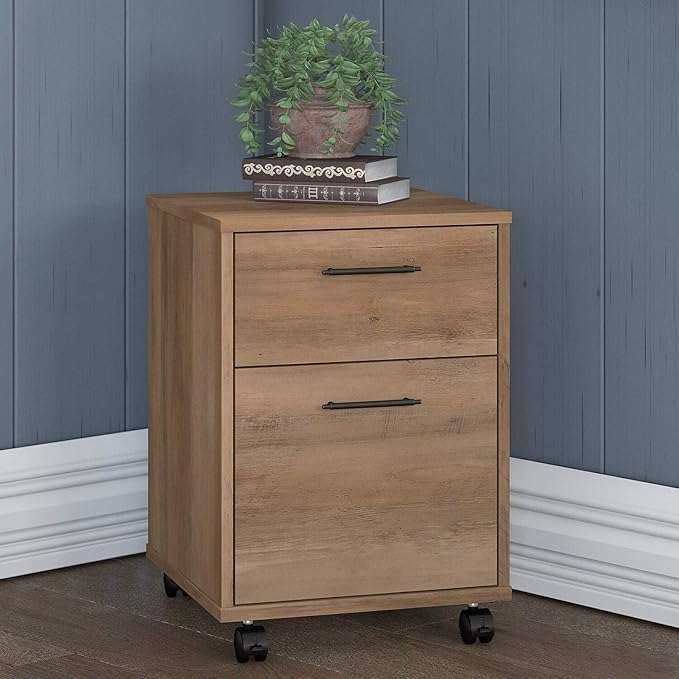 Bush Furniture Salinas L-Shaped Desk with Storage | Study Table with Drawers & Cabinets | Home Office Computer Desk in Ash Brown - LeafyLoom
