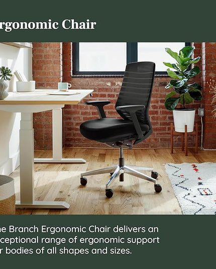 Branch Ergonomic Chair - A Versatile Desk Chair with Adjustable Lumbar Support, Breathable Mesh Backrest, and Smooth Wheels - Experience Optimal Comfort and Support - All Black - LeafyLoom