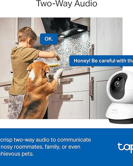 TP-Link Tapo 2K QHD Pan/Tilt Security Camera for Pet Camera, Baby Monitor, Motion Detection, Motion Tracking, 2-Way Audio, Night Vision, Cloud &SD Card Storage, Works w/Alexa & Google Home(Tapo C220) Tapo
