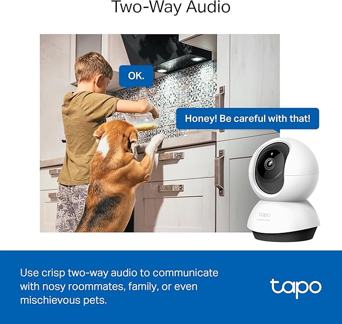 TP-Link Tapo 2K QHD Pan/Tilt Security Camera for Pet Camera, Baby Monitor, Motion Detection, Motion Tracking, 2-Way Audio, Night Vision, Cloud &SD Card Storage, Works w/Alexa & Google Home(Tapo C220) Tapo