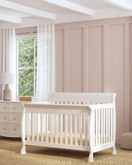 DaVinci Kalani 4-in-1 Convertible Crib in White, Greenguard Gold Certified - LeafyLoom