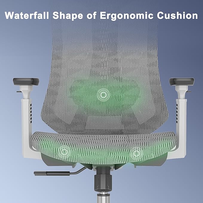 Ergonomic Mesh Office Chair, Computer Desk Chair with 3D Armrests, Adjustable Lumbar Cushion & Adjustable Headrest, High Back Home desk Chair with Tilt Function, Mesh Backrest & Seat - LeafyLoom