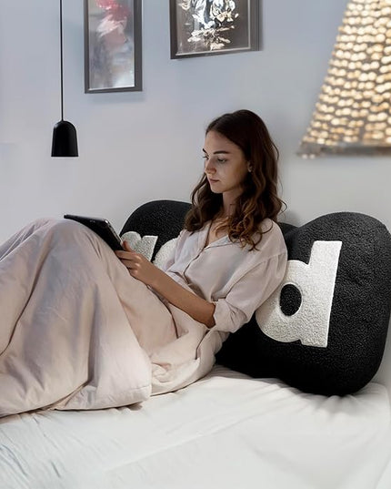 Johnear Headboard Pillow Black Plush Reading Pillow Back Support Pillow for Bed Sitting Up Adult Daybed Sofa College Dorm Bed Headboard Backrest Cushion Bolster Throw Pillow Body Pillow Twin - LeafyLoom