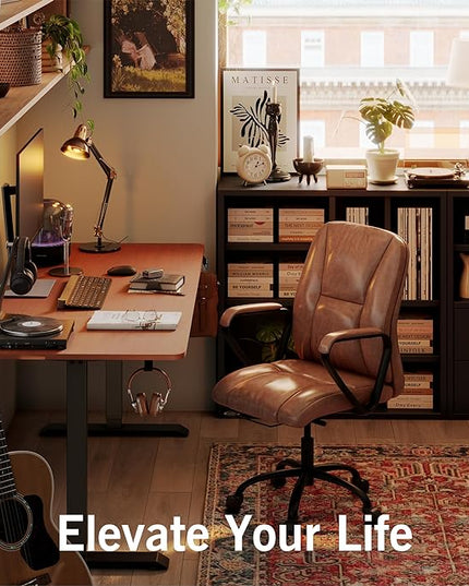 Monomi Electric Standing Desk, 55x28 Inches Adjustable Height Desk, Home Office Sit Stand Up Desk (Black Frame/Cherry Top) - LeafyLoom