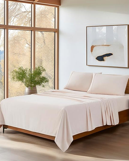UGG 11796 Alahna Twin Bed Sheets and Pillowcases 3-Piece Set Sleep in Luxury Machine Washable Deep Pockets Wrinkle-Resistant Breathable Cozy Comfort Silky Cooling Sheets, Twin, Shell - LeafyLoom