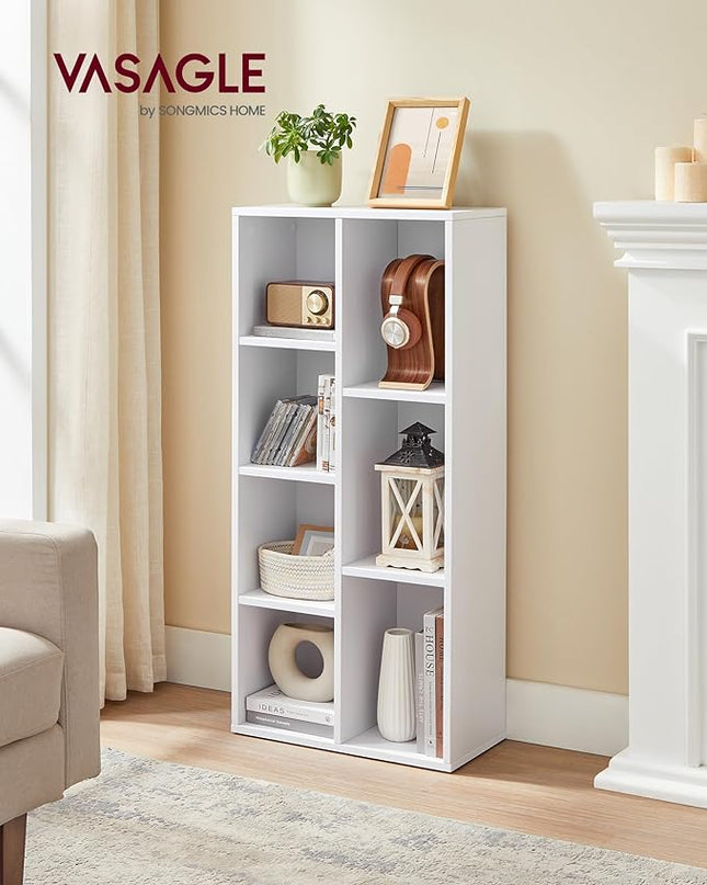 VASAGLE Bookcase, Bookshelf with 7 Compartments, Freestanding Shelves and Cube Organizer, for Display in Living Room, Bedroom, and Home Office, White ULBC27WT - LeafyLoom