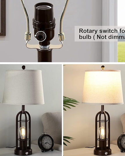 28.2" Table Lamps for Living Room Set of 2, Farmhouse Lamps for Bedroom, 3-Way Dimmable with Dual USB Ports, Touch Bedside Lamps for Nightstand, Bulbs Included - LeafyLoom