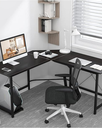 sogesfurniture Large L-Shaped Computer Office Desk, 59" Corner Gaming Desk Workstation Desk PC Laptop Office Home Desk L Desk, Black - LeafyLoom