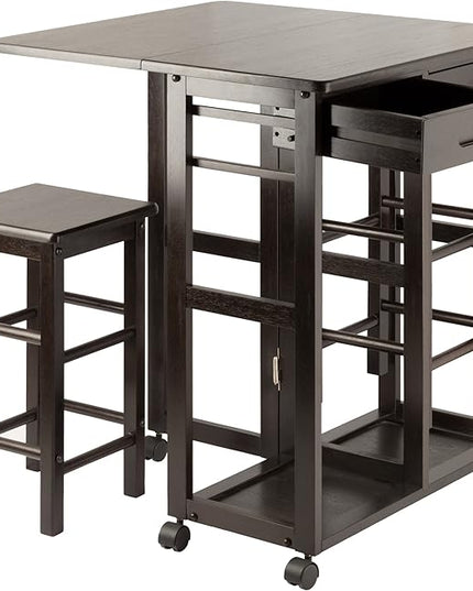 Winsome Suzanne 3-PC Set Space Saver Kitchen, Coffee Finish, 29.61x29.13x32.76 - LeafyLoom