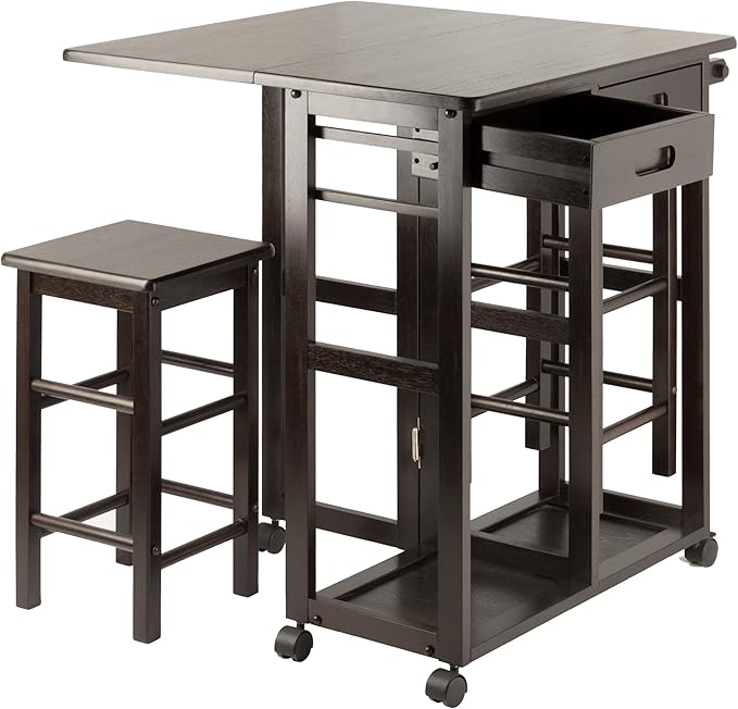 Winsome Suzanne 3-PC Set Space Saver Kitchen, Coffee Finish, 29.61x29.13x32.76 - LeafyLoom