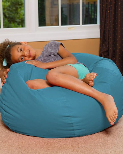 Posh Creations Bean Bag Chair for Kids, Teens, and Adults Includes Removable and Machine Washable Cover, Heather Teal, 38in - Large - LeafyLoom
