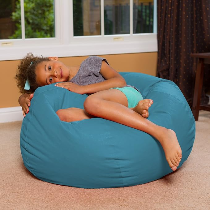 Posh Creations Bean Bag Chair for Kids, Teens, and Adults Includes Removable and Machine Washable Cover, Heather Teal, 38in - Large - LeafyLoom